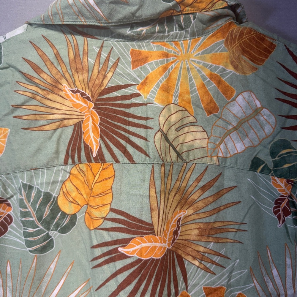 Puritan VTG Y2K Hawaiian Shirt Mens MD Green Tropical Coastal Boho Short Sleeve - Picture 5 of 10